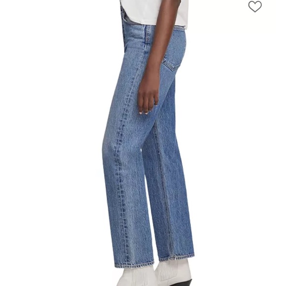 AGOLDE 90's Pinch Waist High Rise Straight Leg Jeans in Navigate in Blue - Picture 3 of 4